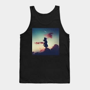 Peaceful Embrace of the Night Spirit Silhouette Tank Top